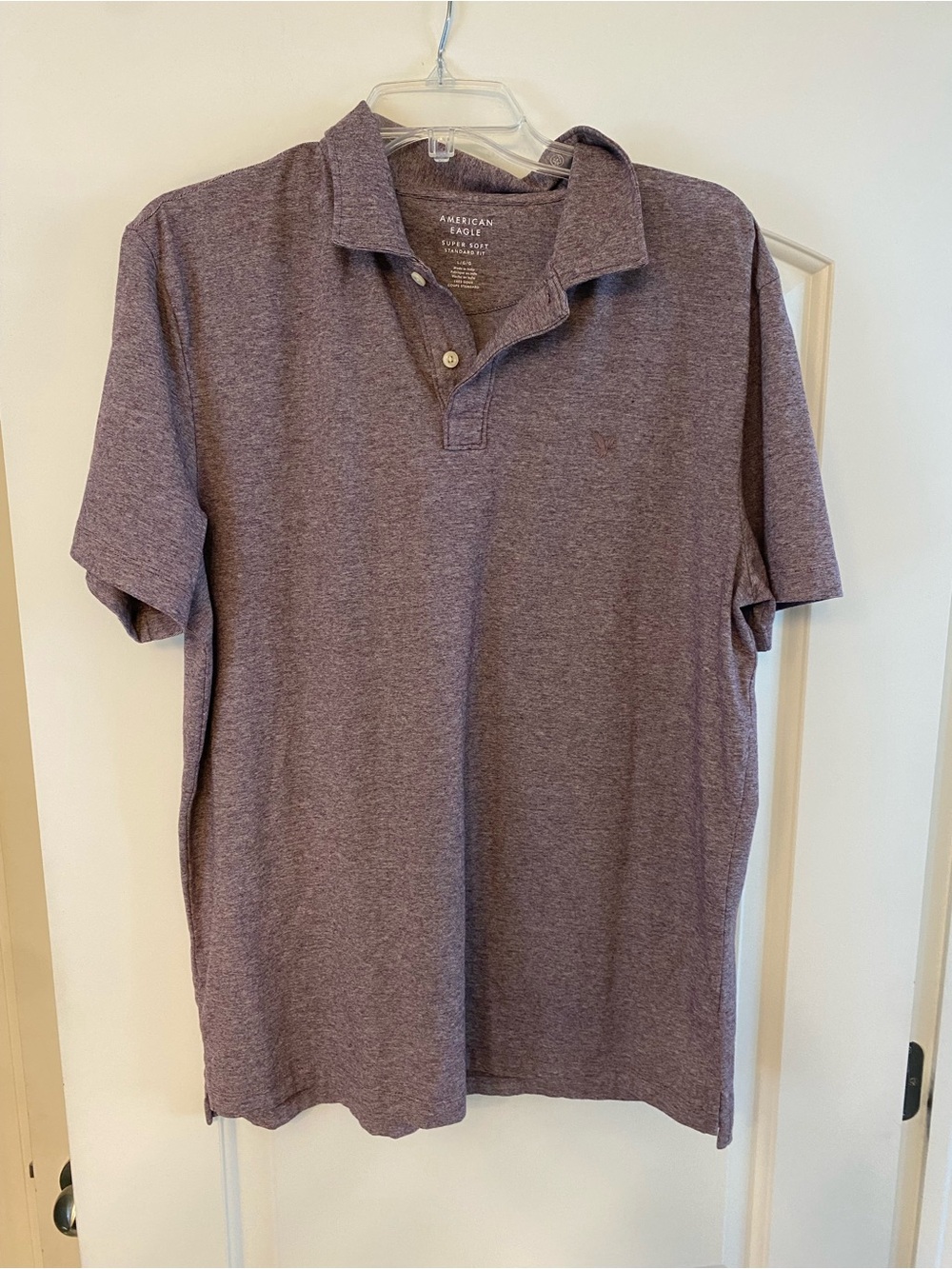 American Eagle Outfitters Men’s Heather Plum Polo Shirt
